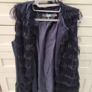 Navy Blue Fringe Vest